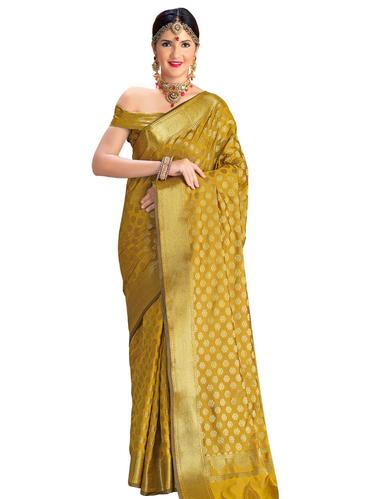 floral zari motif banarasi saree with blouse - 15731212 - Very Small Image - 1