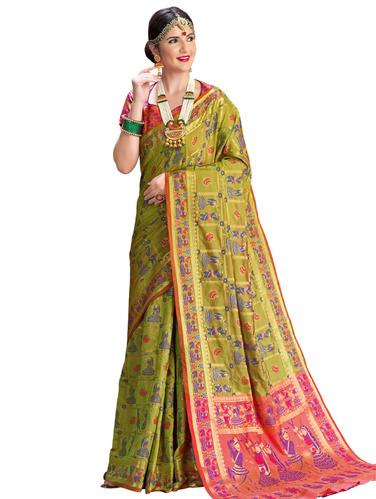 conversational zari motif banarasi saree with blouse - 15731213 - Very Small Image - 1
