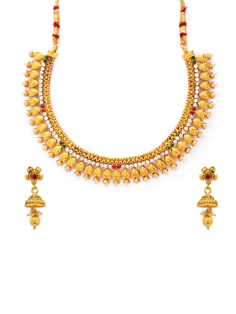 gold metal necklaces and earring - 15731216 - Zoom Image - 1