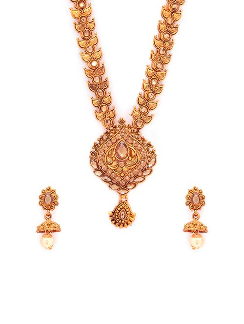 gold metal necklaces and earring - 15731219 - Standard Image - 1