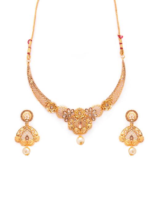 gold metal necklaces and earring - 15731220 - Standard Image - 1