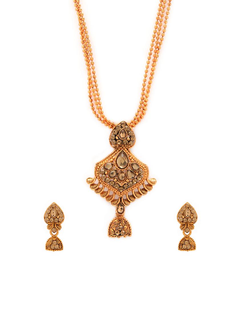 gold metal necklaces and earring - 15731225 - Zoom Image - 1