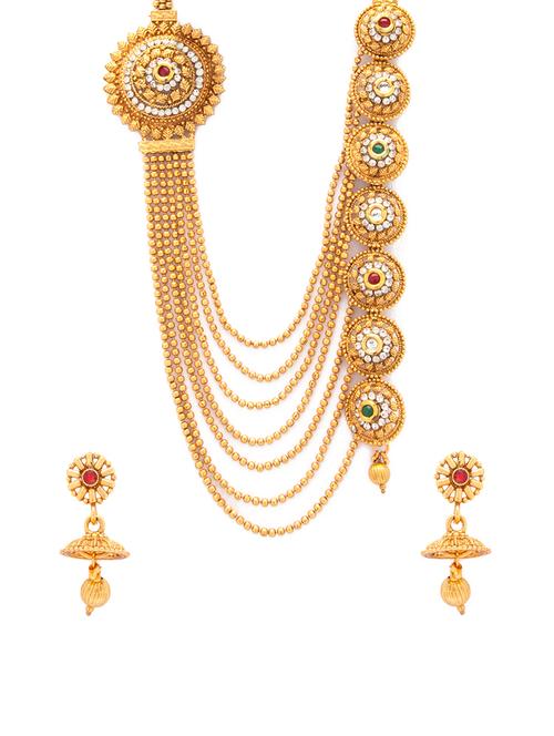gold metal necklaces and earring - 15731226 - Standard Image - 1
