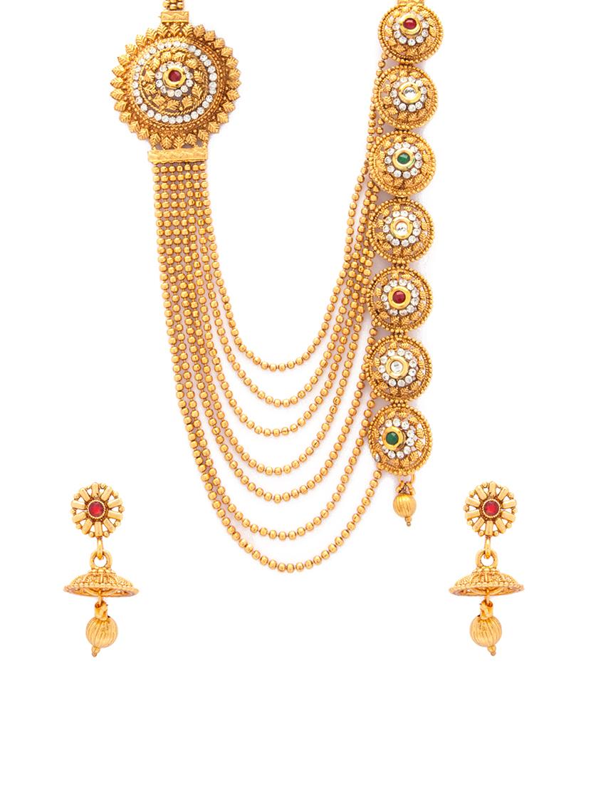 gold metal necklaces and earring - 15731226 - Zoom Image - 1