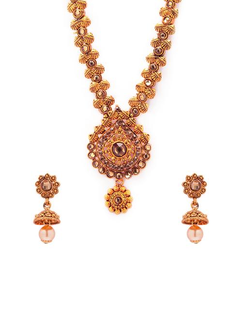 gold metal necklaces and earring - 15731227 - Standard Image - 1