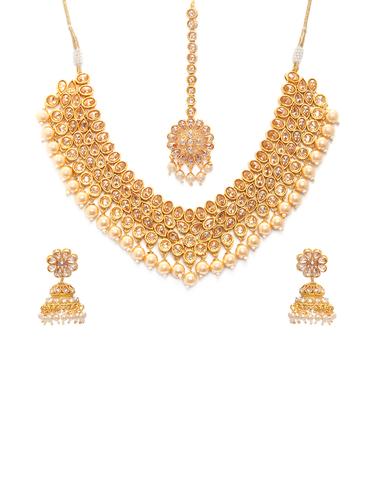 gold metal necklaces and earring - 15731229 - Very Small Image - 1