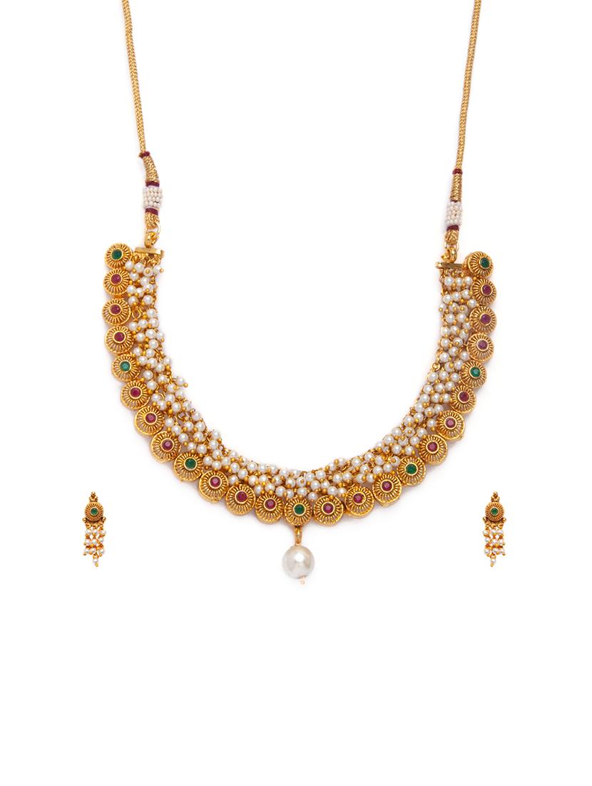 Gold Tone Necklace & Earrings Set - 15731236 - Zoom Image - 1