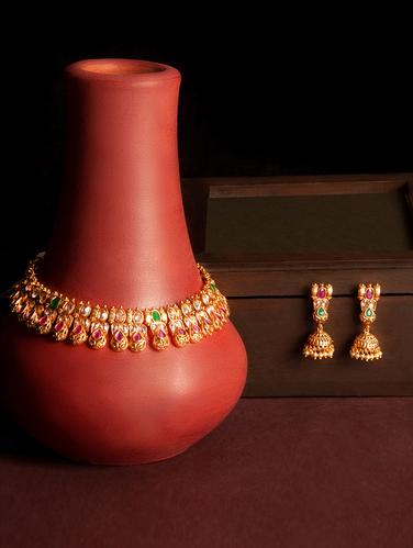 Gold Tone Necklace & Earrings Set - 15731241 - Very Small Image - 1