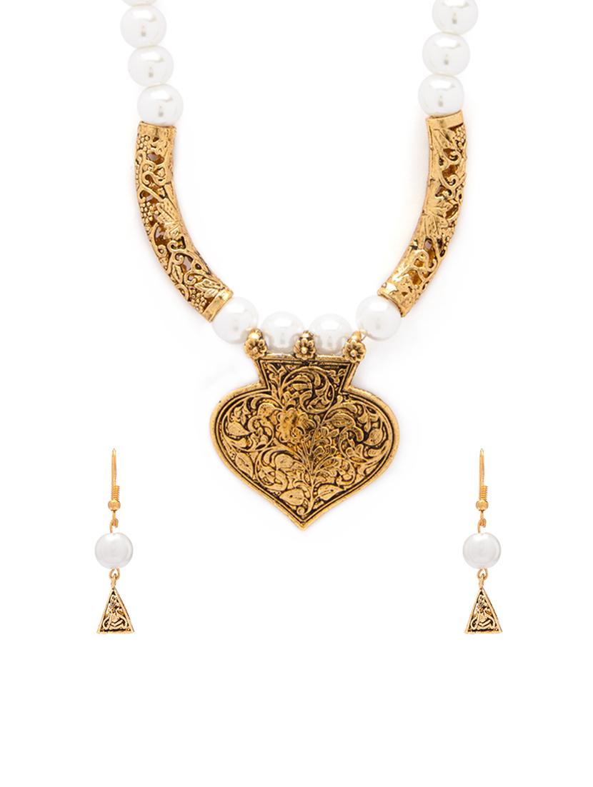 Gold Tone Necklace & Earrings Set - 15731249 - Zoom Image - 1