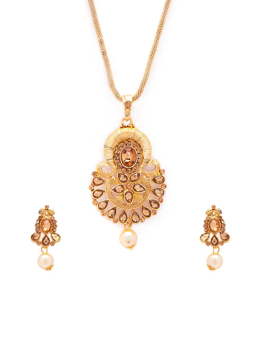 Gold Tone Necklace & Earrings Set - 15731250 - Zoom Image - 1