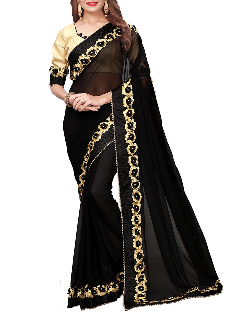 floral lace border saree with blouse - 15731267 - Zoom Image - 1