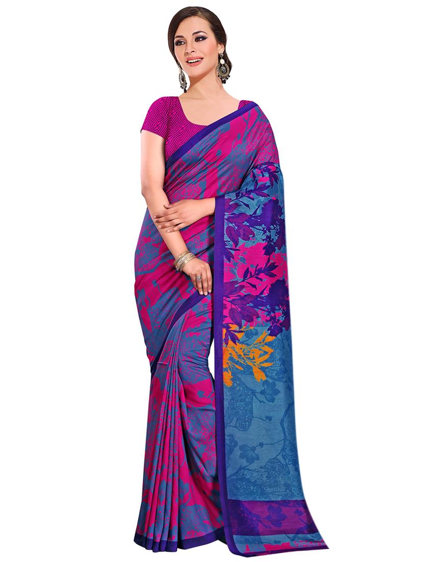 abstract printed bhagalpuri saree with blouse - 15731306 - Zoom Image - 1