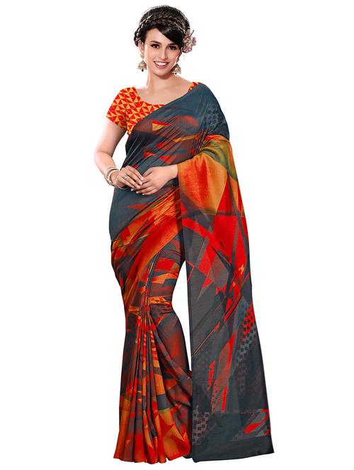 geometrical printed bhagalpuri saree with blouse - 15731312 - Standard Image - 1