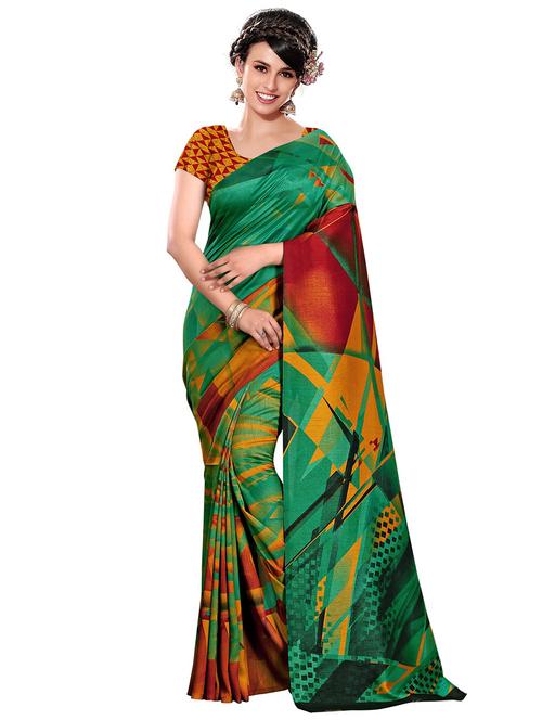 geometrical printed bhagalpuri saree with blouse - 15731315 - Standard Image - 1