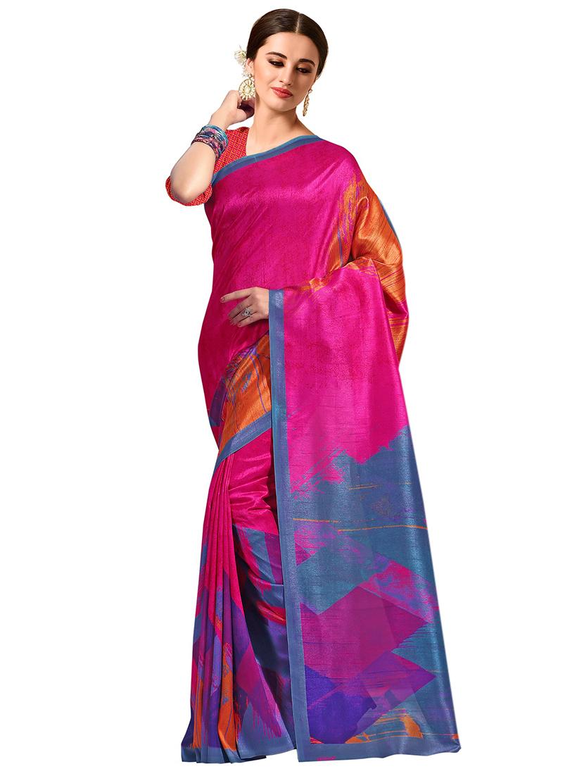 color block bhagalpuri saree with blouse - 15731321 - Zoom Image - 1