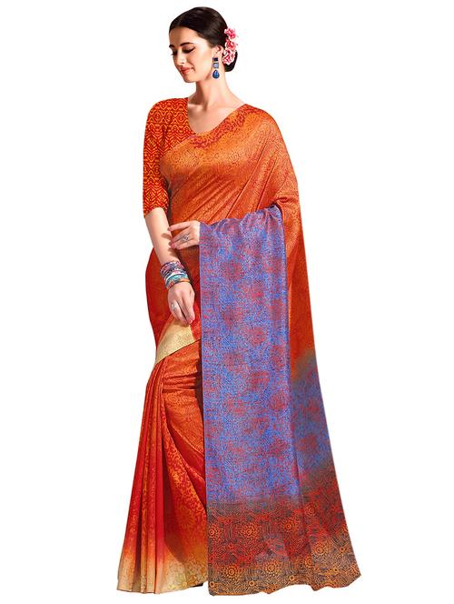 contrast border bhagalpuri saree with blouse - 15731325 - Standard Image - 1