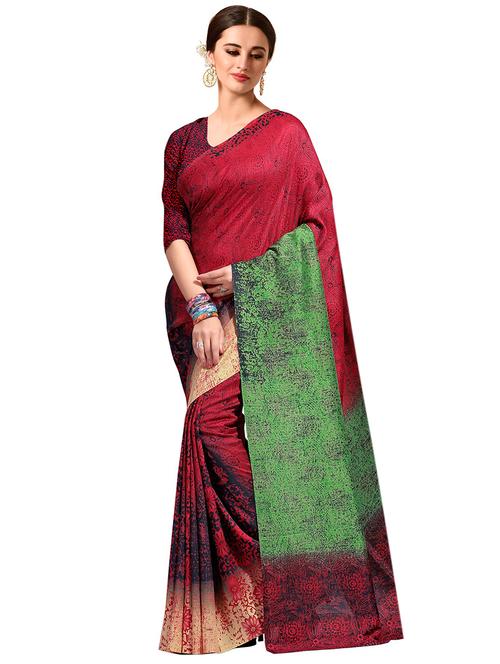 contrast border bhagalpuri saree with blouse - 15731327 - Standard Image - 1
