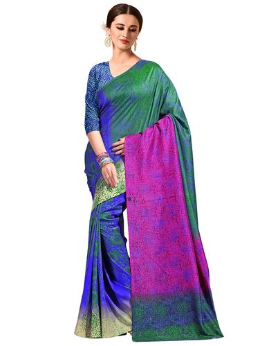 contrast border bhagalpuri saree with blouse - 15731328 - Very Small Image - 1