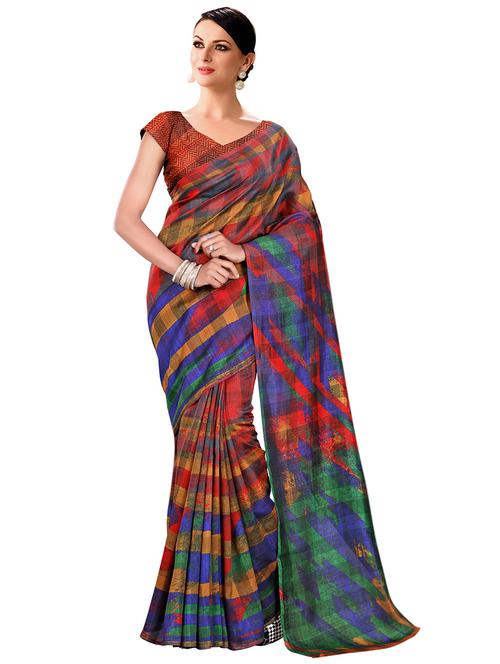 abstract bhagalpuri saree with blouse - 15731348 - Standard Image - 1