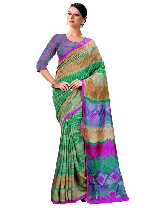 printed bhagalpuri saree with blouse - 15731377 - Standard Image - 1