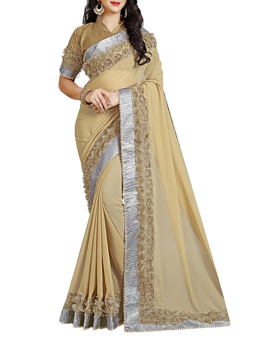 floral lace border saree with blouse - 15731390 - Zoom Image - 1