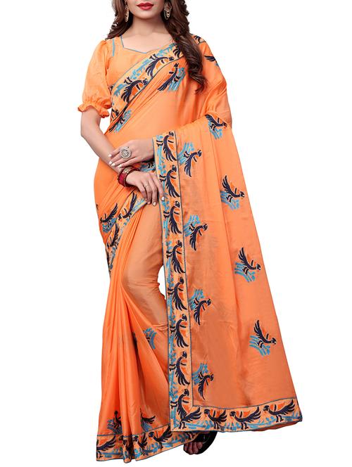 conversational resham embroidered saree with blouse - 15731424 - Standard Image - 1