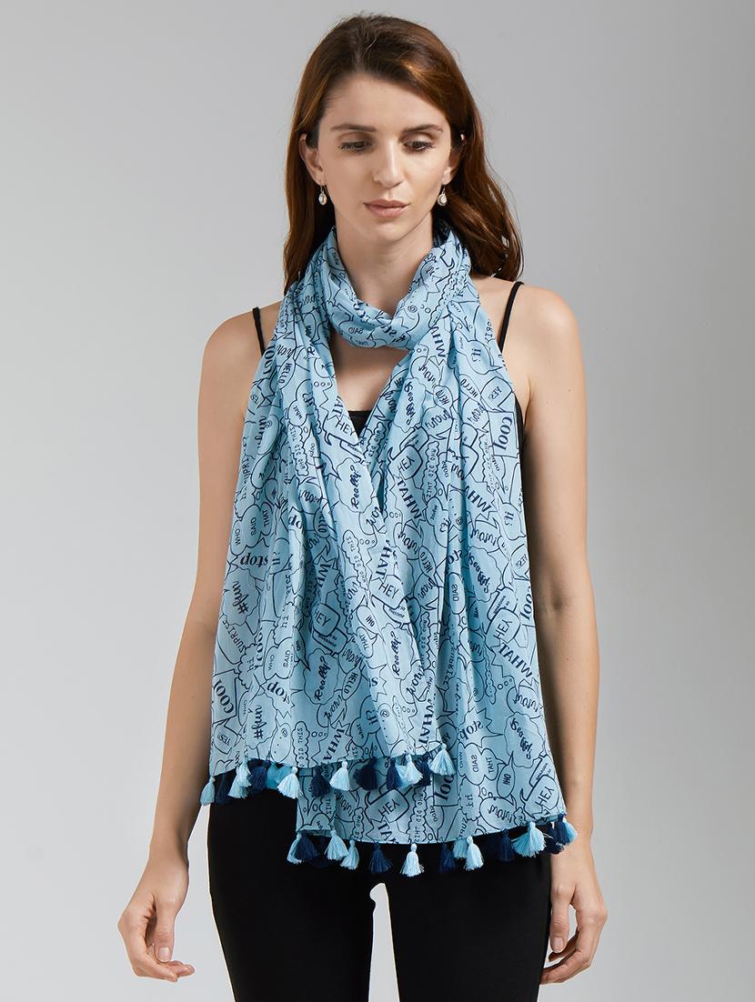 tassel detail printed stole - 15731519 - Zoom Image - 2