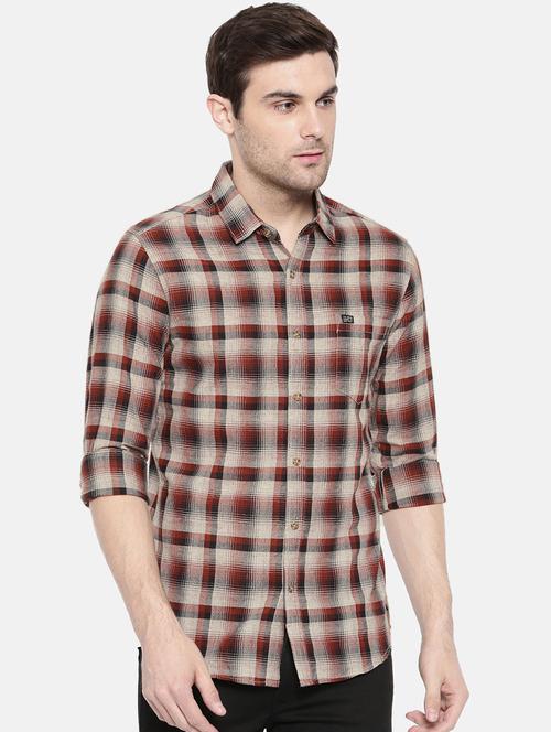 red cotton casual shirt - 15731540 - Standard Image - 1