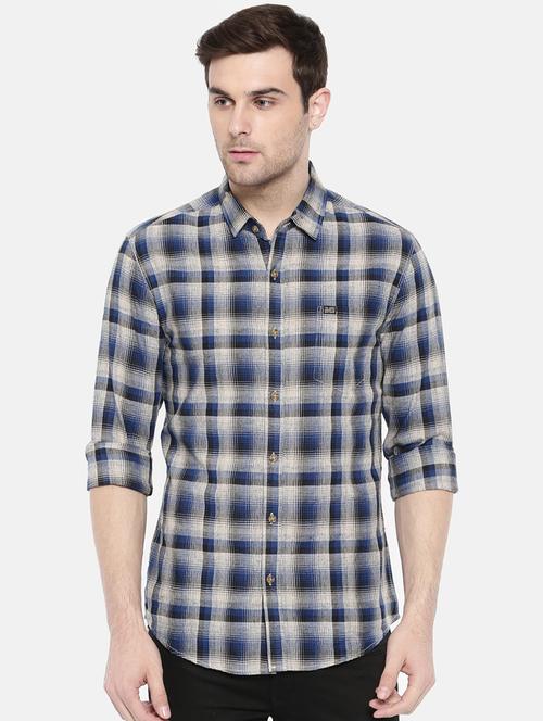 blue cotton casual shirt - 15731542 - Standard Image - 1