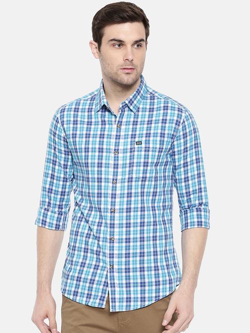 blue cotton casual shirt - 15731582 - Standard Image - 1