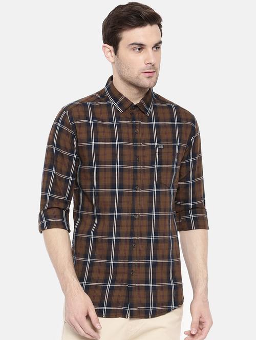 brown cotton casual shirt - 15731584 - Standard Image - 1