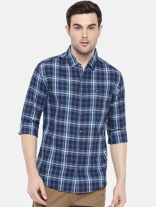 blue cotton casual shirt - 15731594 - Standard Image - 1