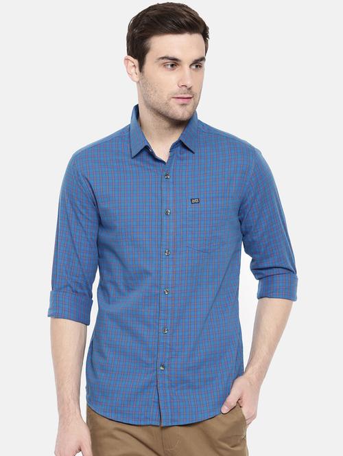 blue cotton casual shirt - 15731597 - Standard Image - 1