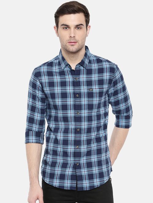 blue cotton casual shirt - 15731601 - Standard Image - 1