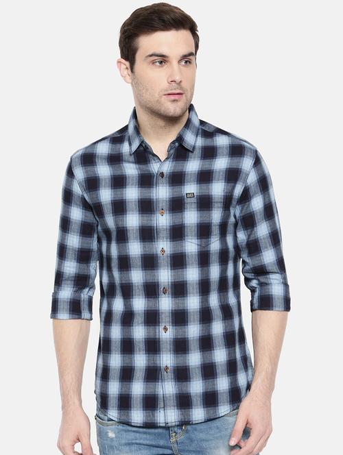 blue cotton casual shirt - 15731606 - Standard Image - 1
