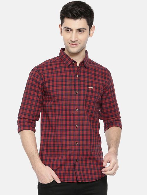 red cotton casual shirt - 15731608 - Standard Image - 1