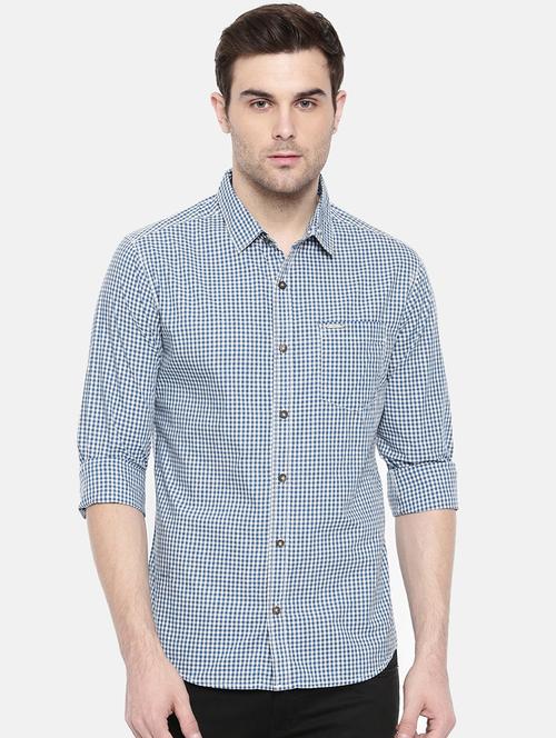 blue cotton casual shirt - 15731609 - Standard Image - 1