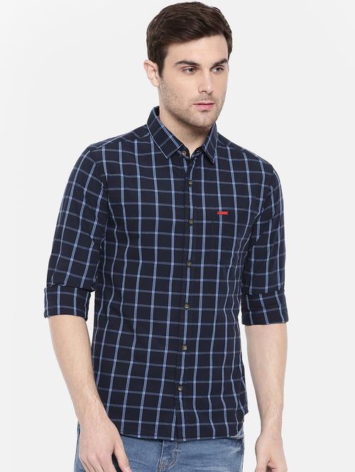 navy blue cotton casual shirt - 15731610 - Standard Image - 1