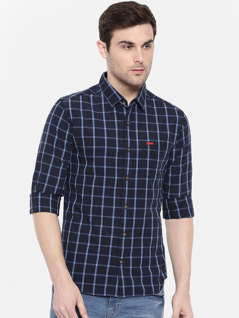 navy blue cotton casual shirt - 15731610 - Zoom Image - 1