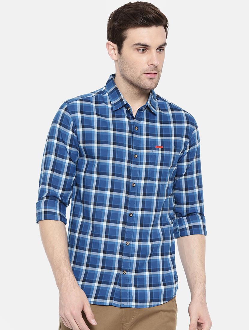 blue cotton casual shirt - 15731613 - Zoom Image - 1