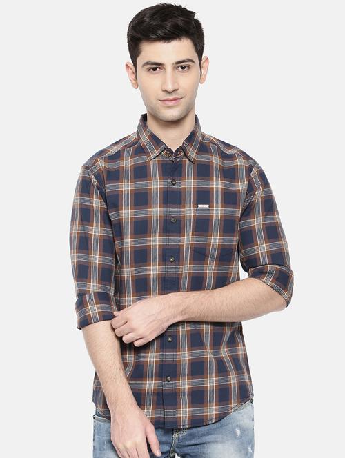 navy blue cotton casual shirt - 15731619 - Standard Image - 1
