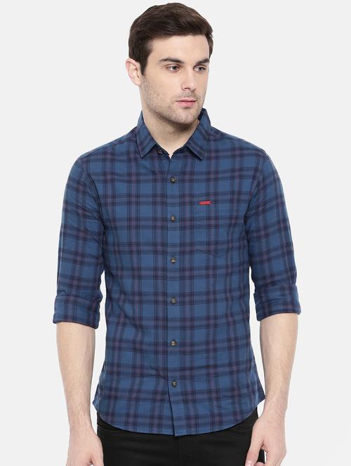 blue cotton casual shirt - 15731621 - Standard Image - 1