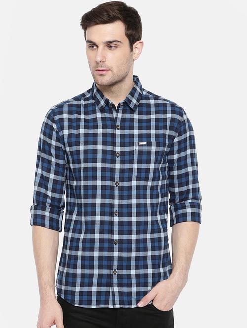 blue cotton casual shirt - 15731623 - Standard Image - 1