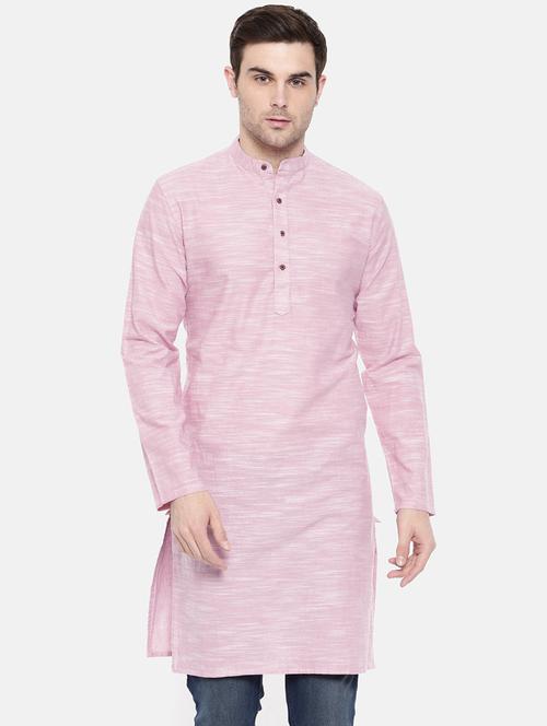 pink cotton long kurta - 15731641 - Standard Image - 1