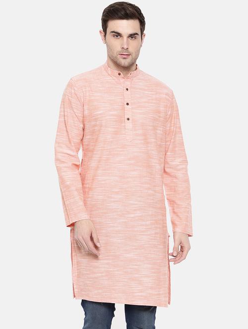orange cotton long kurta - 15731642 - Standard Image - 1