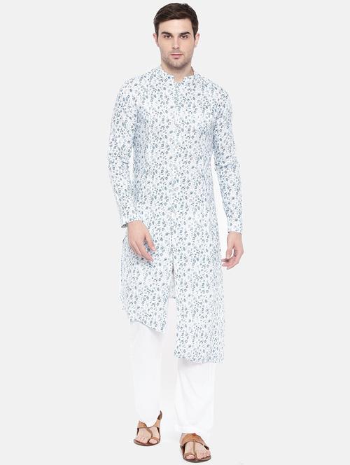 white cotton long kurta - 15731646 - Standard Image - 1