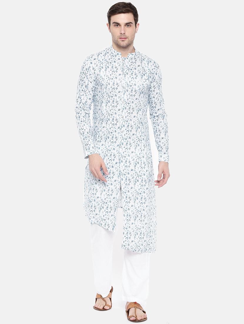 white cotton long kurta - 15731646 - Zoom Image - 1