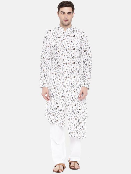 white cotton asymmetric kurta - 15731655 - Standard Image - 1