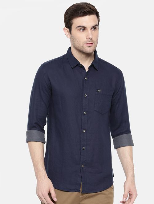 navy blue cotton casual shirt - 15731668 - Standard Image - 1