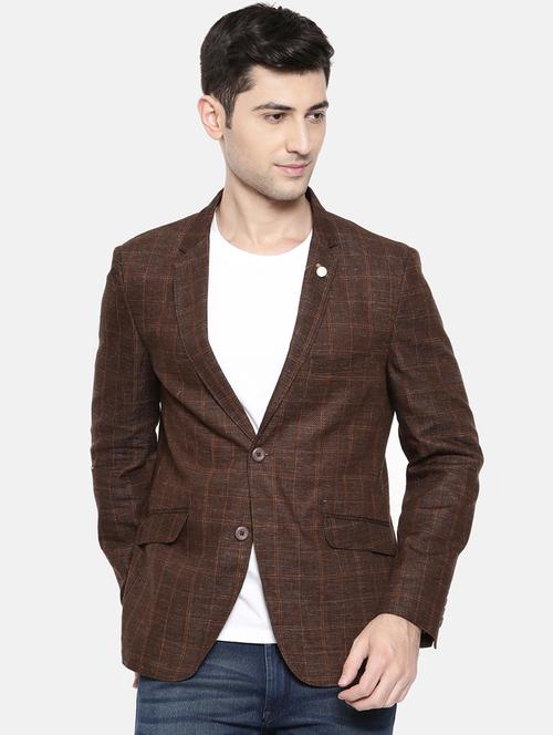 brown cotton single breasted blazer - 15731670 - Standard Image - 1